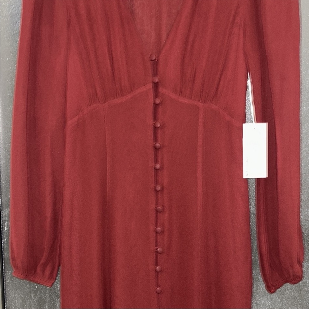 Reformation Deep Red Button-Front Maxi Dress - Picture 4 of 14